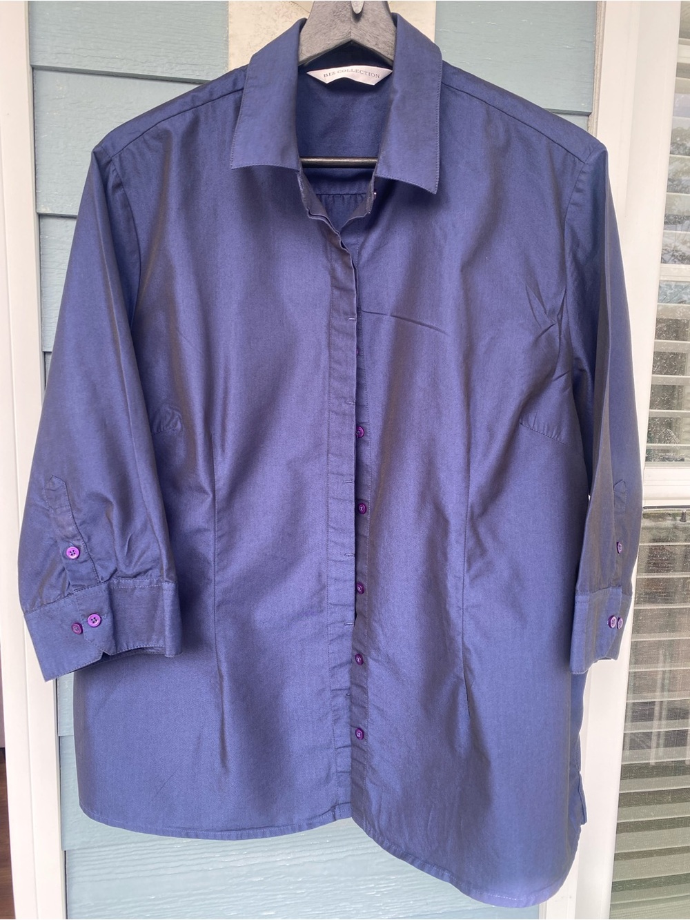 Classic Women's Blue Button-Front Blouse